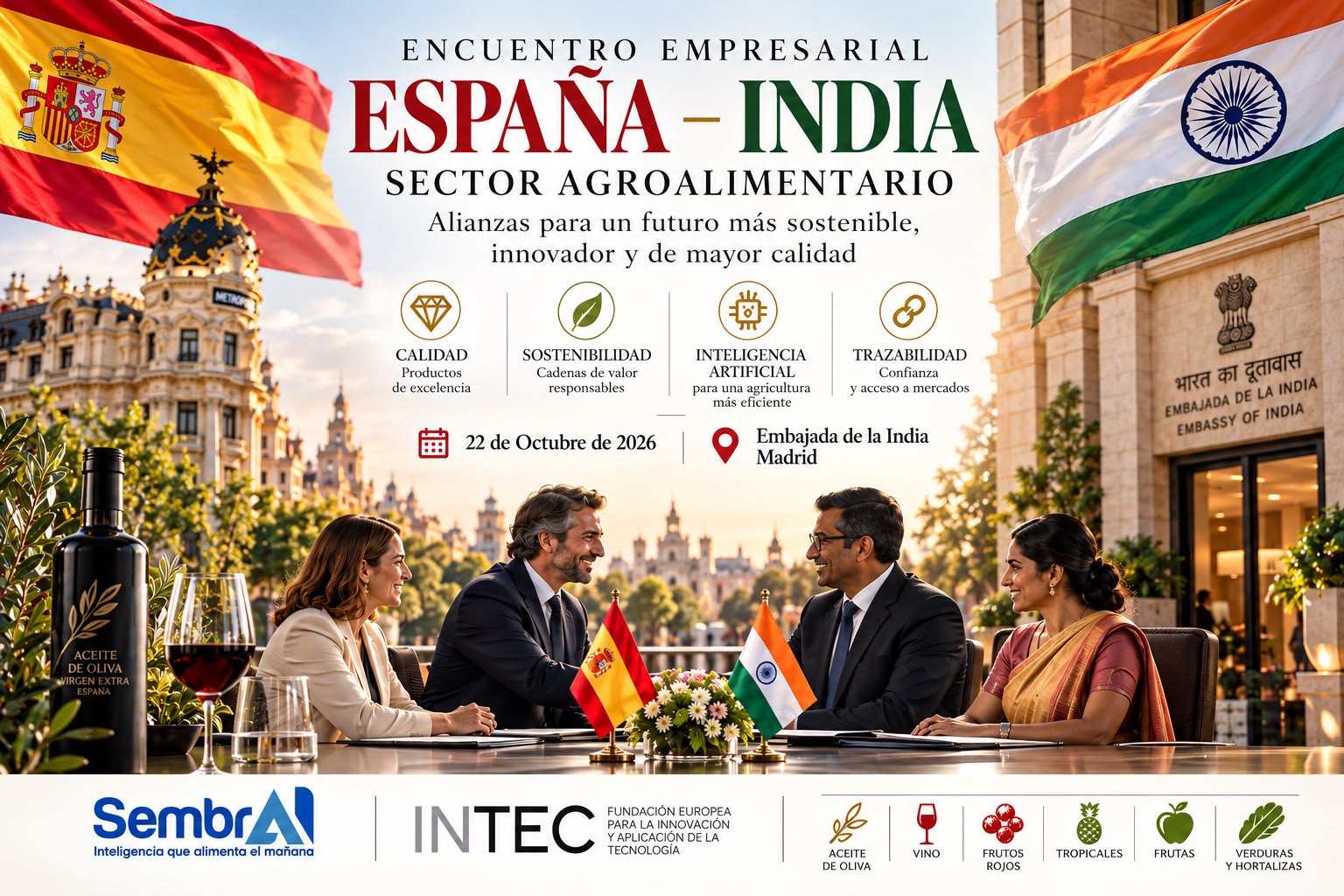 II Encuentro Empresarial España/India, en la sede de la Embajada de la India en Madrid – Jueves 22 de octubre de 2026